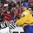BUFFALO, NEW YORK - JANUARY 5: Sweden's Linus Lindstrom #16 and Canada's Boris Katchouk #12 have words after the whistle while linseman Jiri Ondracek jumps in to separate them during gold medal game action at the 2018 IIHF World Junior Championship. (Photo by Matt Zambonin/HHOF-IIHF Images)

